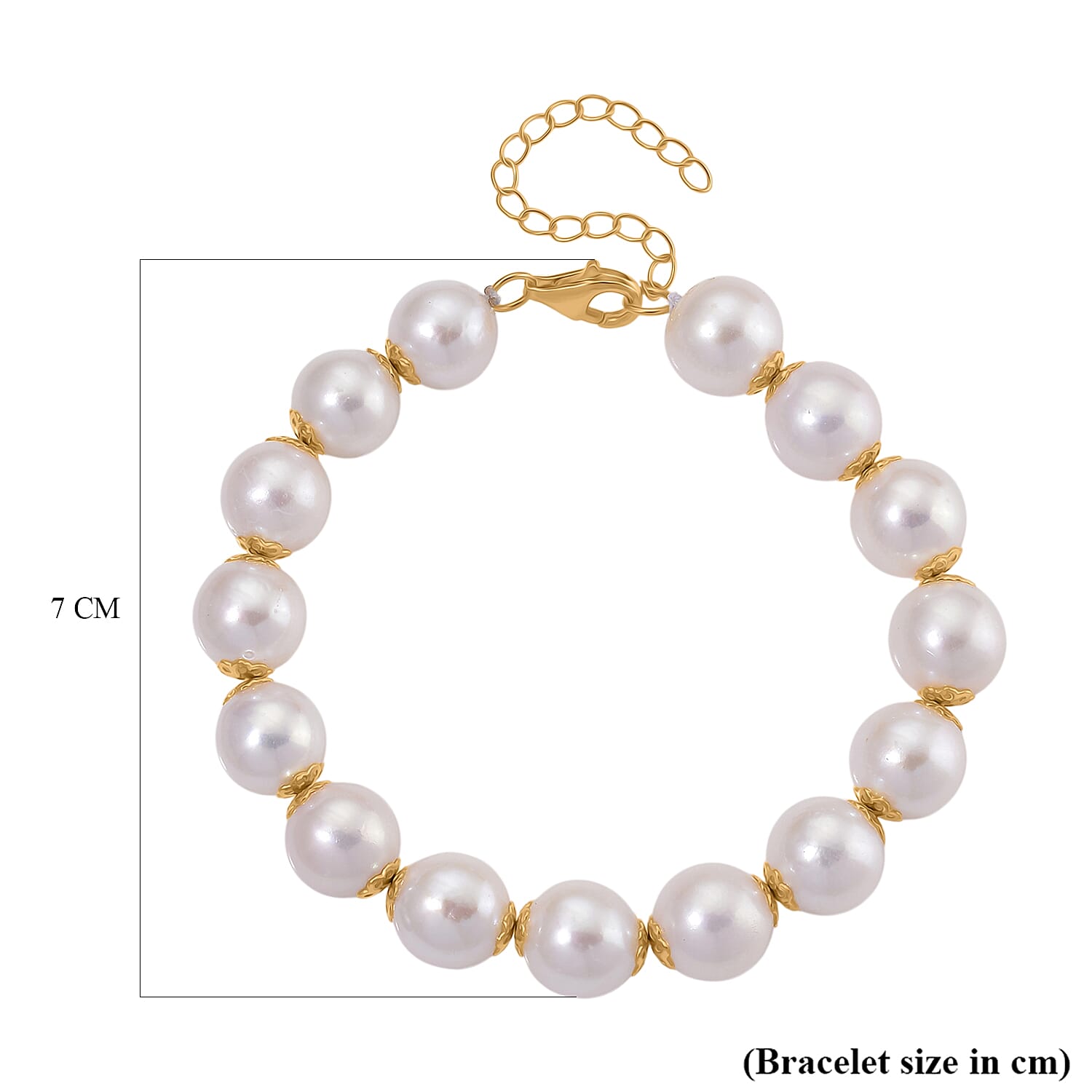 Designer Inspired Edison Pearl Beads Bracelet (Size 7) with Lobster Clasp in Yellow Gold Overlay Sterling Silver 116.50 Ct.
