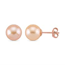 Peach Edison Pearl (10mm) Earring with Push Back in Rose Gold Plated Sterling Silver