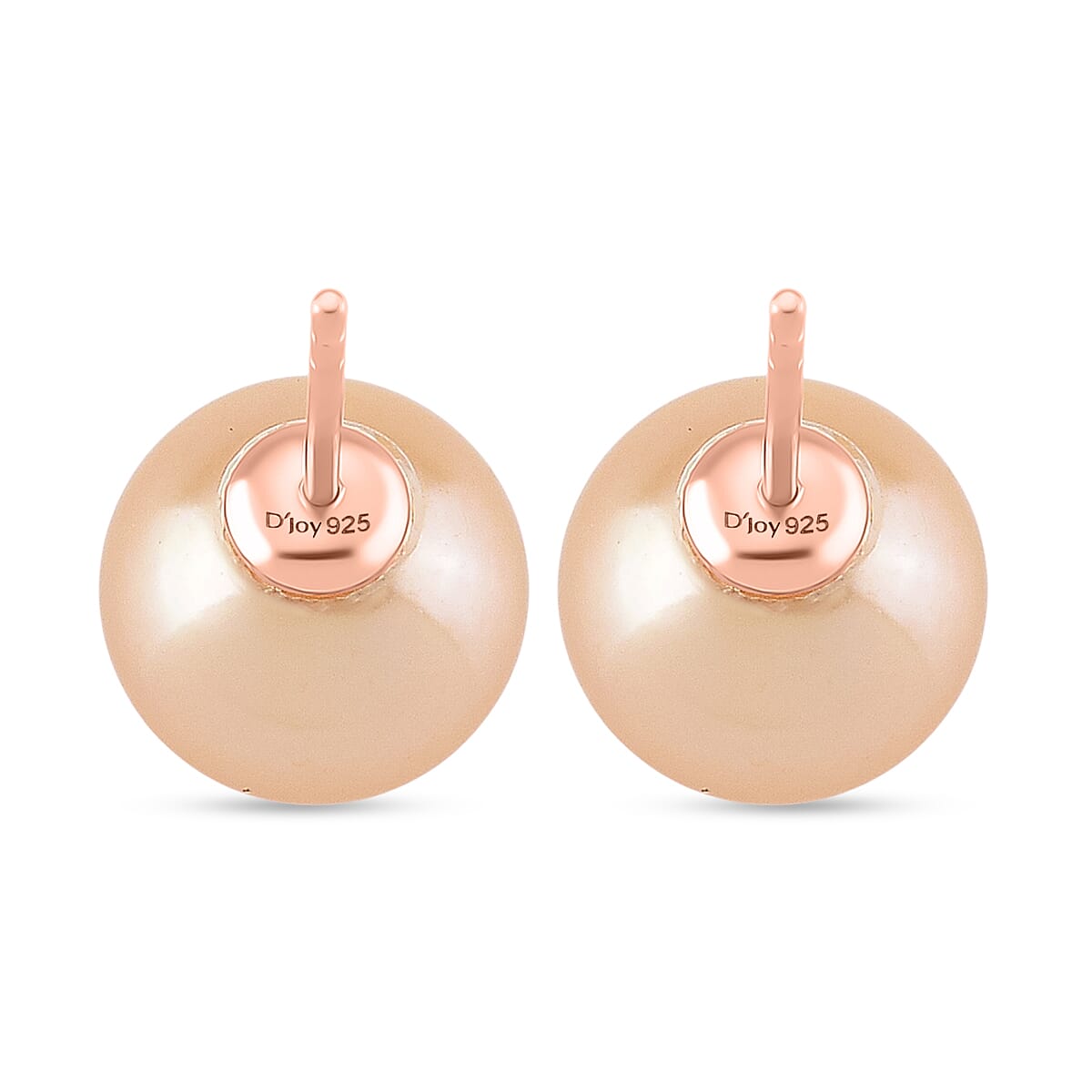 Peach Edison Pearl (10mm) Earring with Push Back in Rose Gold Plated Sterling Silver 9.00 Ct.