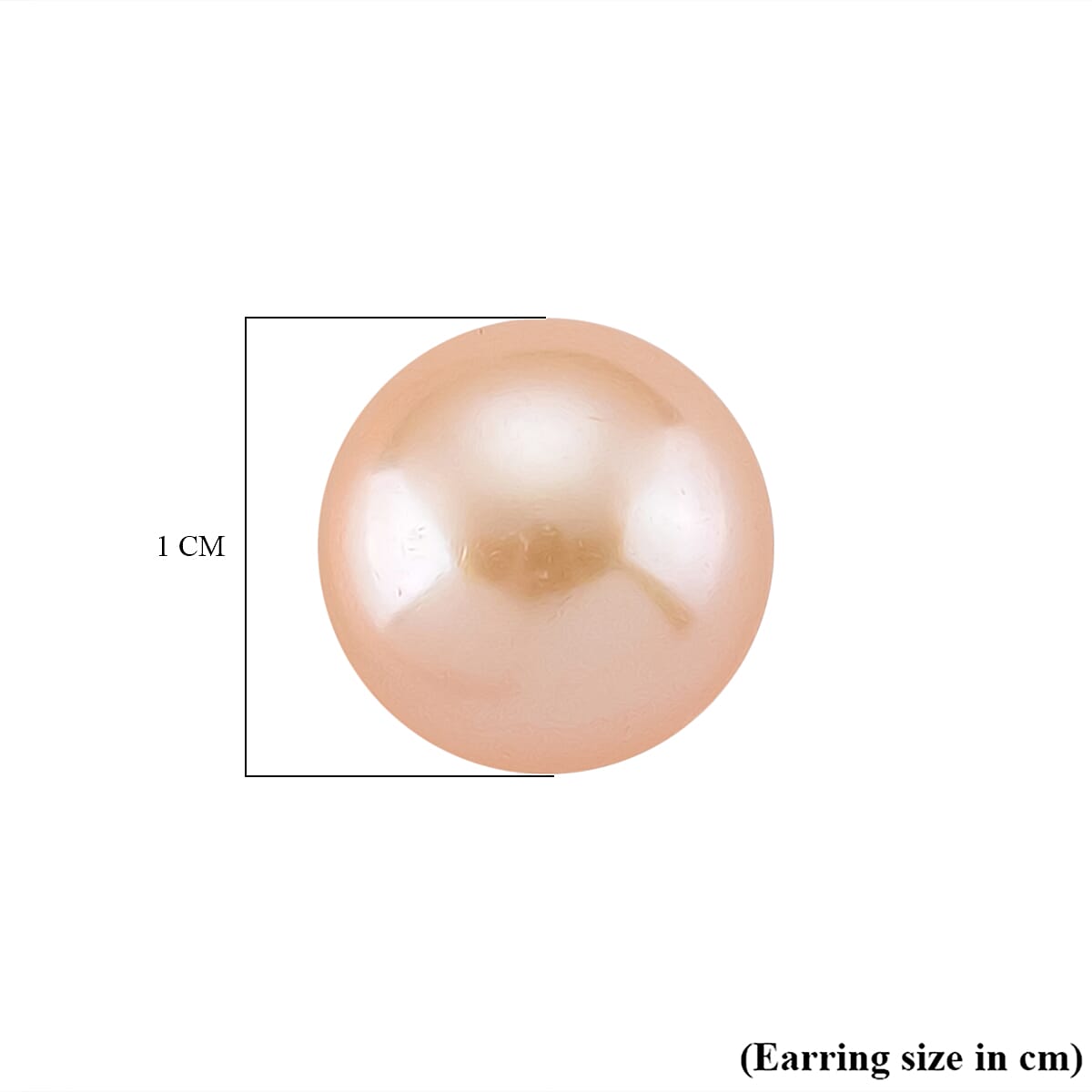 Peach Edison Pearl (10mm) Earring with Push Back in Rose Gold Plated Sterling Silver 9.00 Ct.