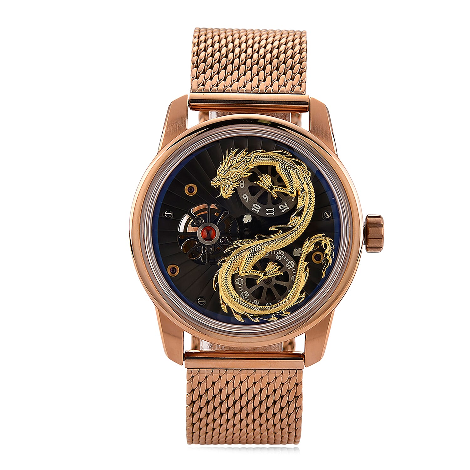 Limited Edition William Hunt London Dragon Watch with Automatic Movt. 5 ATM Water Resistancy, Blue Sapphire Crystal Dial and Adjustable Milanese Strap