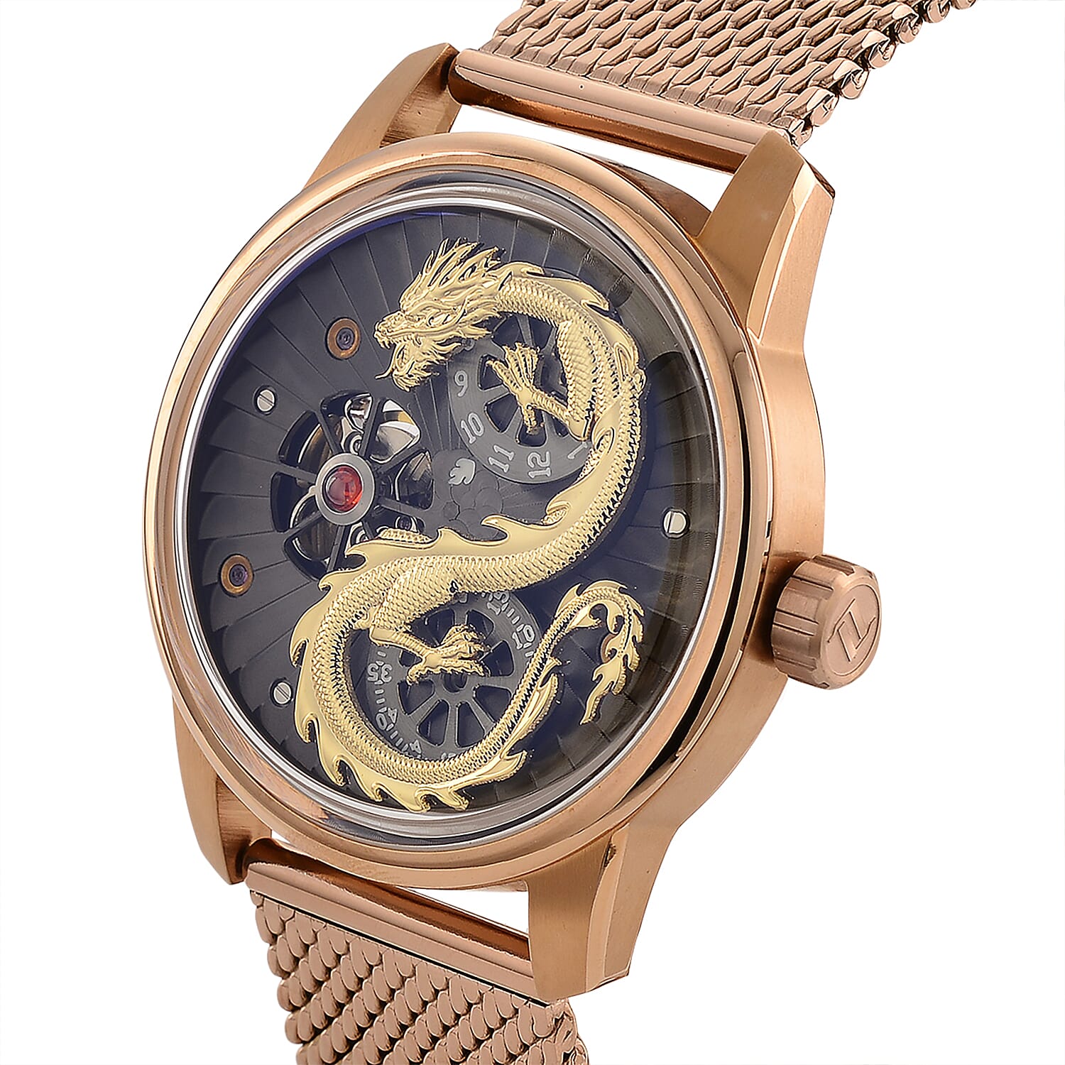 Limited Edition William Hunt London Dragon Watch with Automatic Movt. 5 ATM Water Resistancy, Blue Sapphire Crystal Dial and Adjustable Milanese Strap