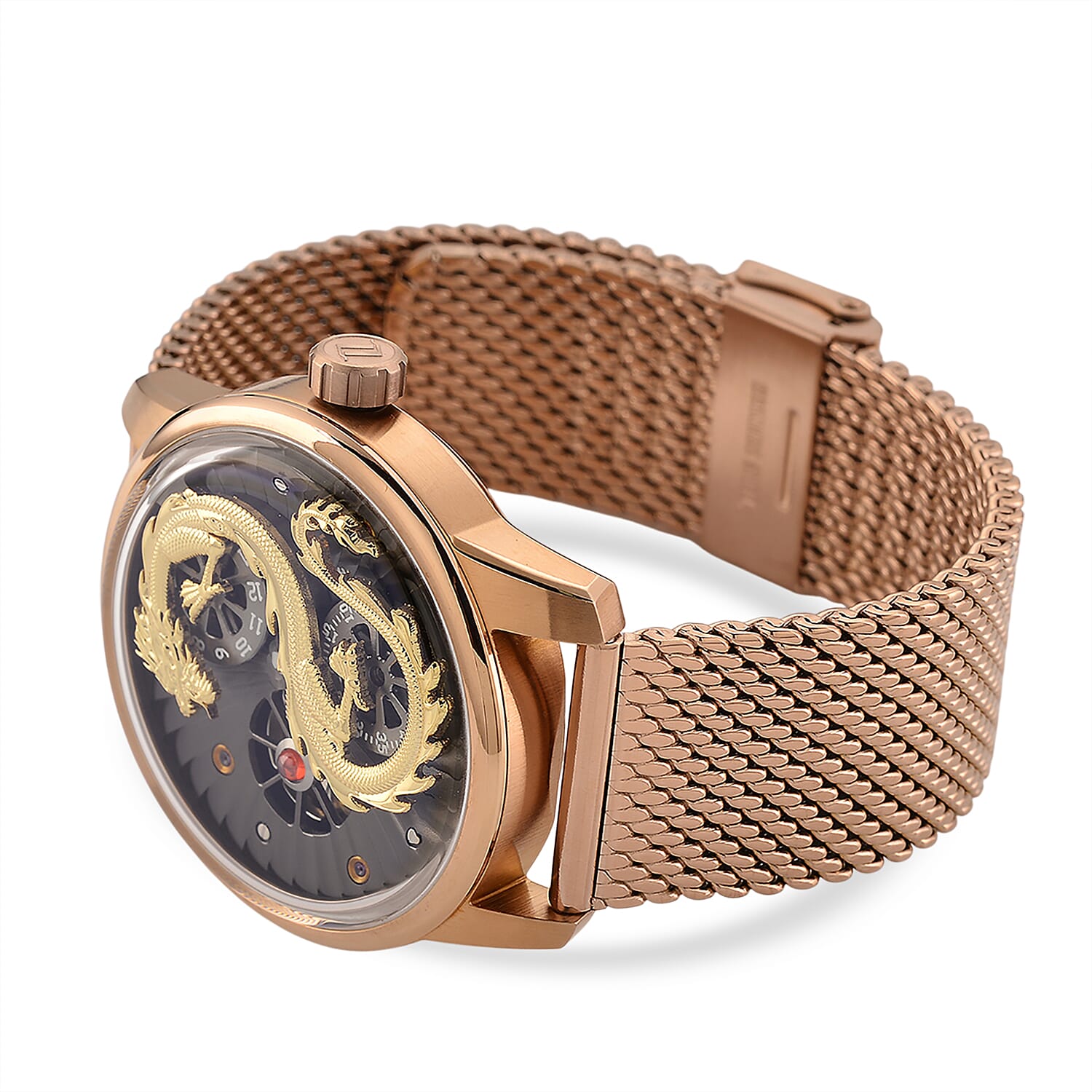 Limited Edition William Hunt London Dragon Watch with Automatic Movt. 5 ATM Water Resistancy, Blue Sapphire Crystal Dial and Adjustable Milanese Strap