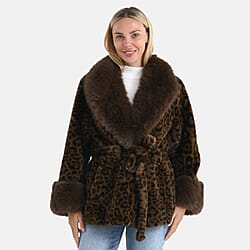 La Marey Luxury Belted Faux Fur Coat (Size upto 20 ) - Black