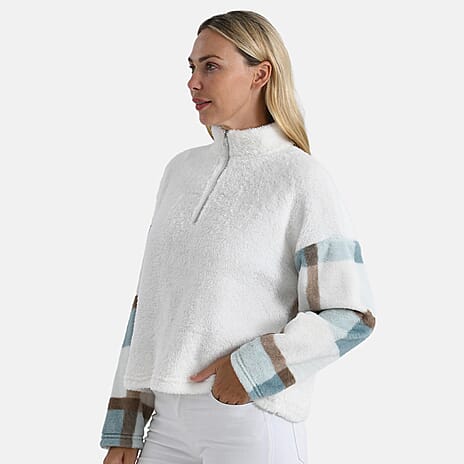 - Maisi Plush Hoodie with Zip (Size M) - Blue