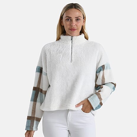 - Maisi Plush Hoodie with Zip (Size M) - Blue