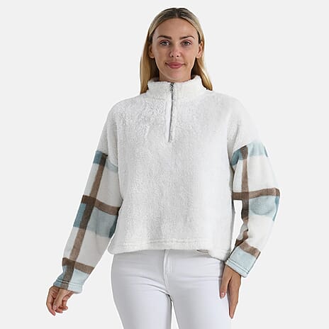 - Maisi Plush Hoodie with Zip (Size L) - Blue