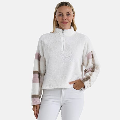 - Maisi Plush Hoodie with Zip (Size M) - Pink