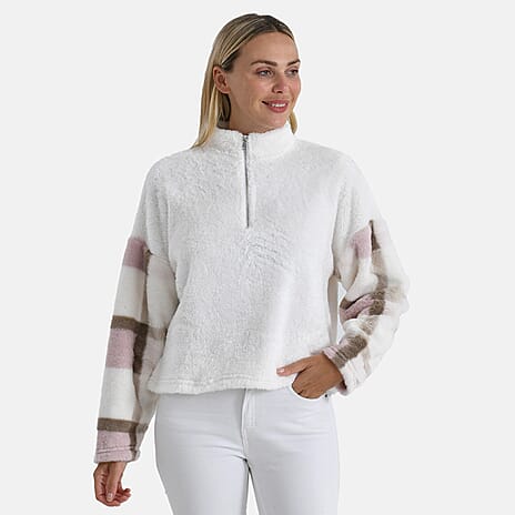 - Maisi Plush Hoodie with Zip (Size L) - Pink