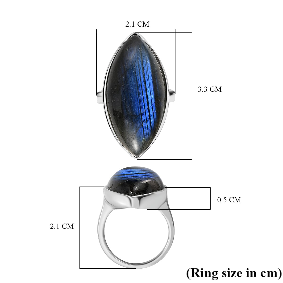 EverTrue Labradorite Solitaire Ring Silver Tone 23.51 Ct.