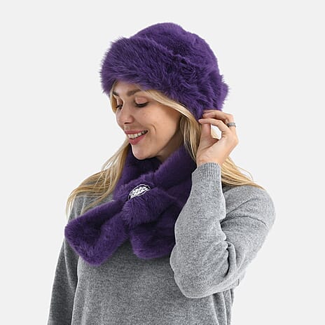 Styled By Patterned Hat, Cap and Earmuff (Size 58x1 cm) - Purple