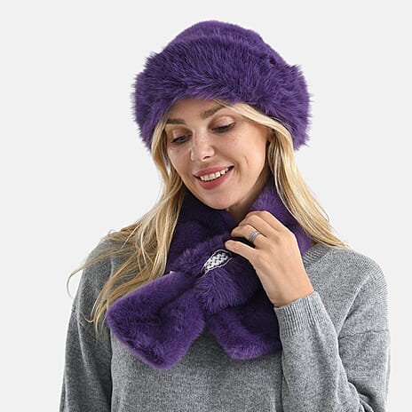 Styled By Patterned Hat, Cap and Earmuff (Size 58x1 cm) - Purple