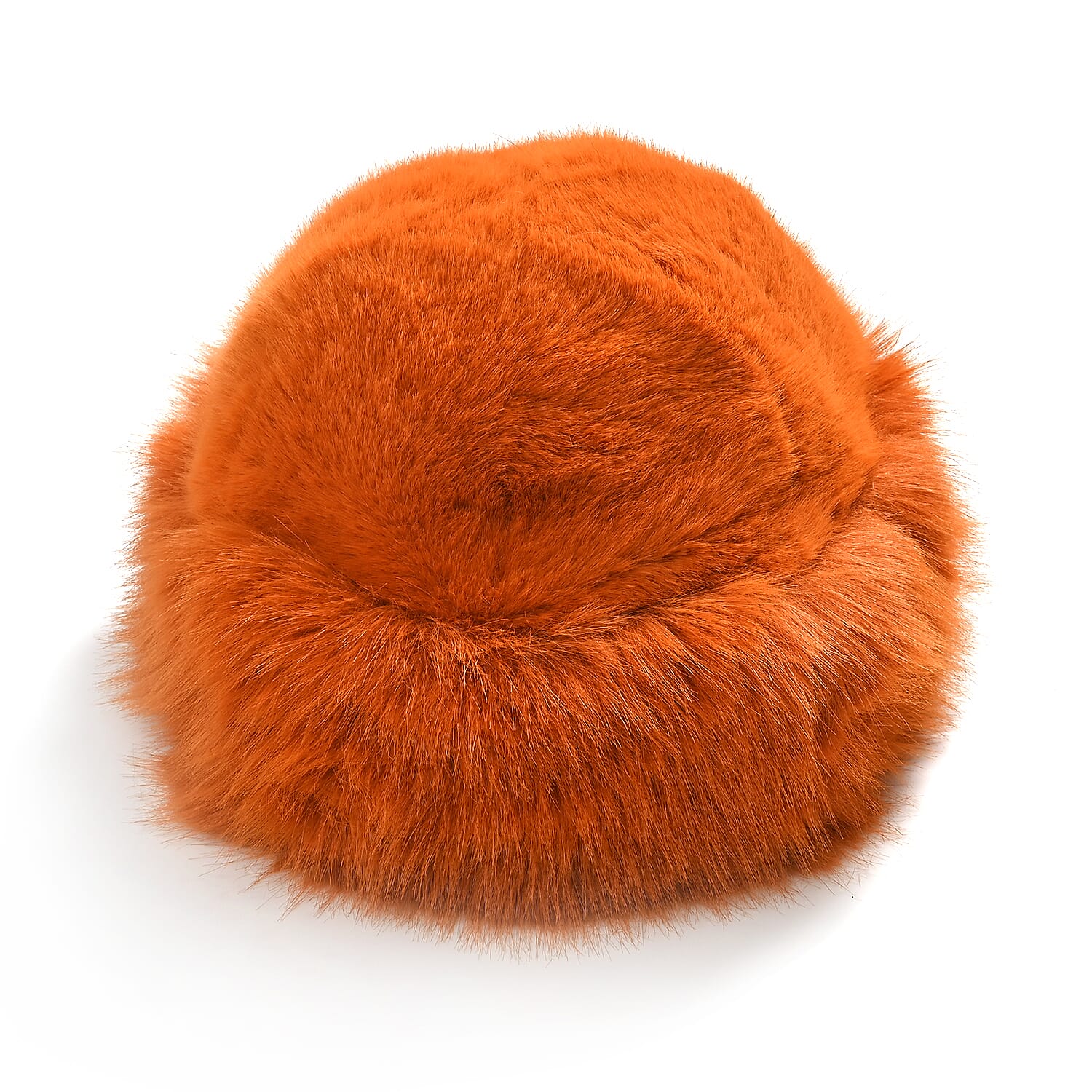 Faux Fur Scarf - Hat Two-Piece Set (One Size) - Orange
