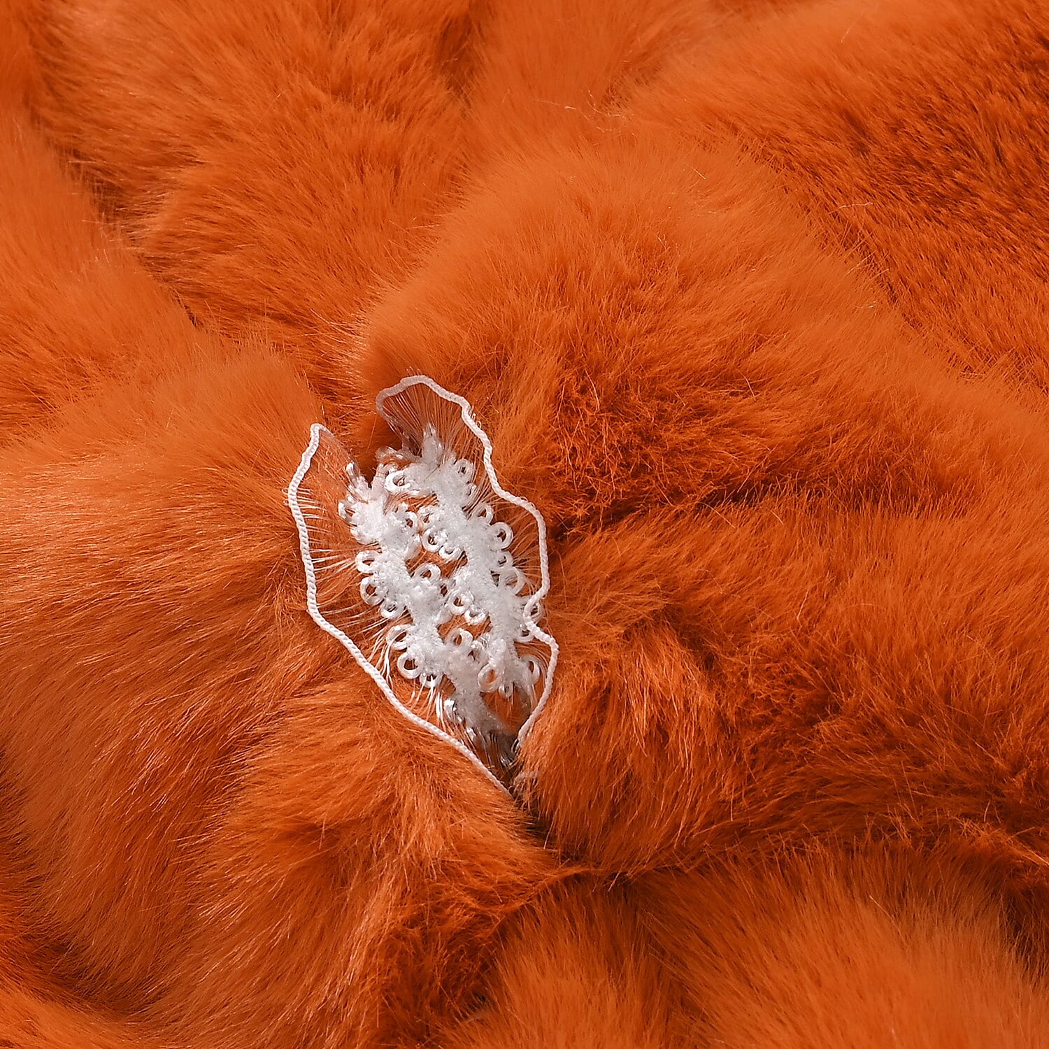 Faux Fur Scarf - Hat Two-Piece Set (One Size) - Orange