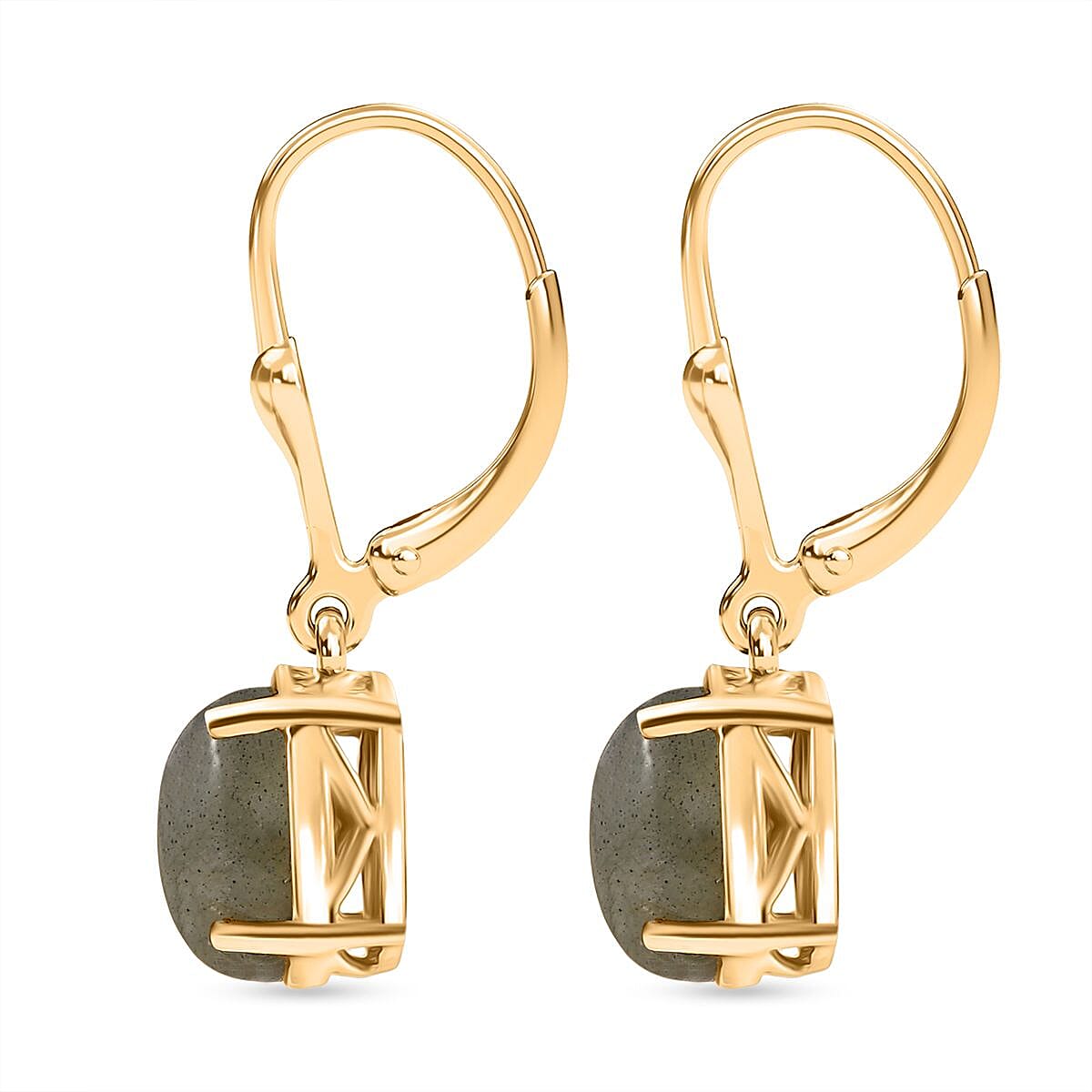 D'Joy Labradorite Earring in Yellow Gold Plated Sterling Silver 3.83 Ct.