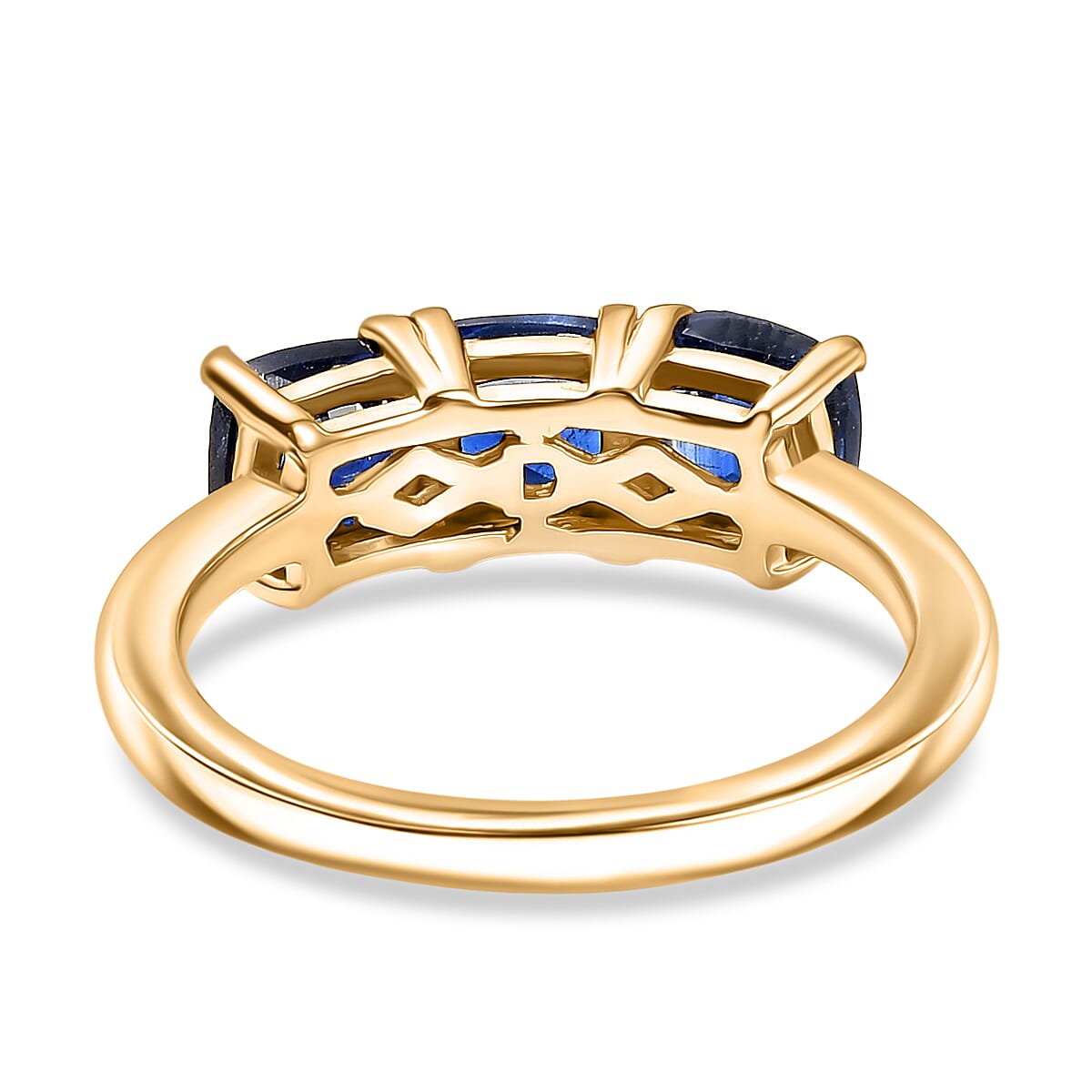 Natural Kashmir Kyanite Ring in 18K Yellow Gold Plated Sterling Silver 2.19 Ct.