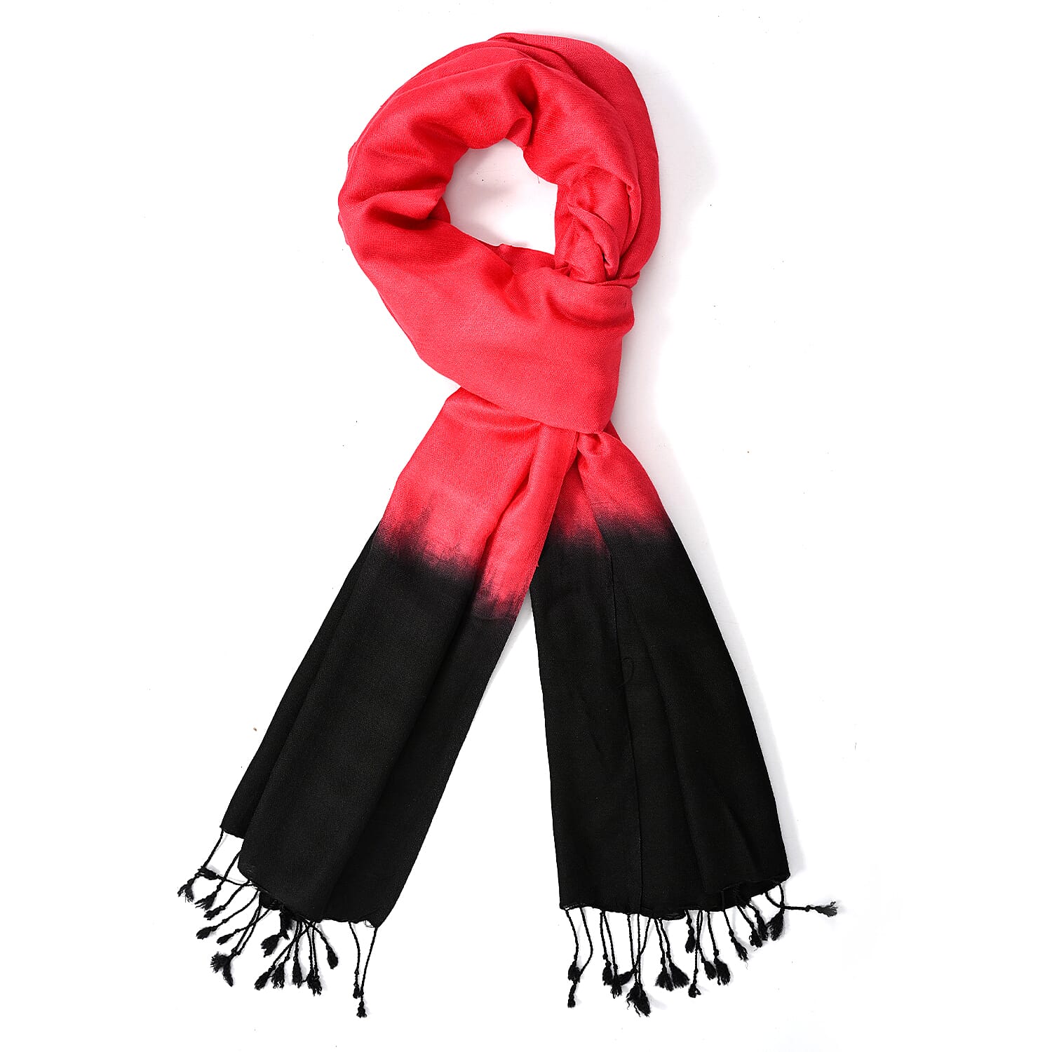 Tamsy Dual Shade Ombre Stole (Size 210 x 70 cm) - Rose Red & Black