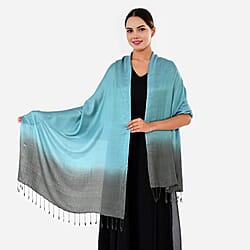 Tamsy Dual Shade Ombre Stole (Size 210 x 70 cm) - Cyan & Turquoise