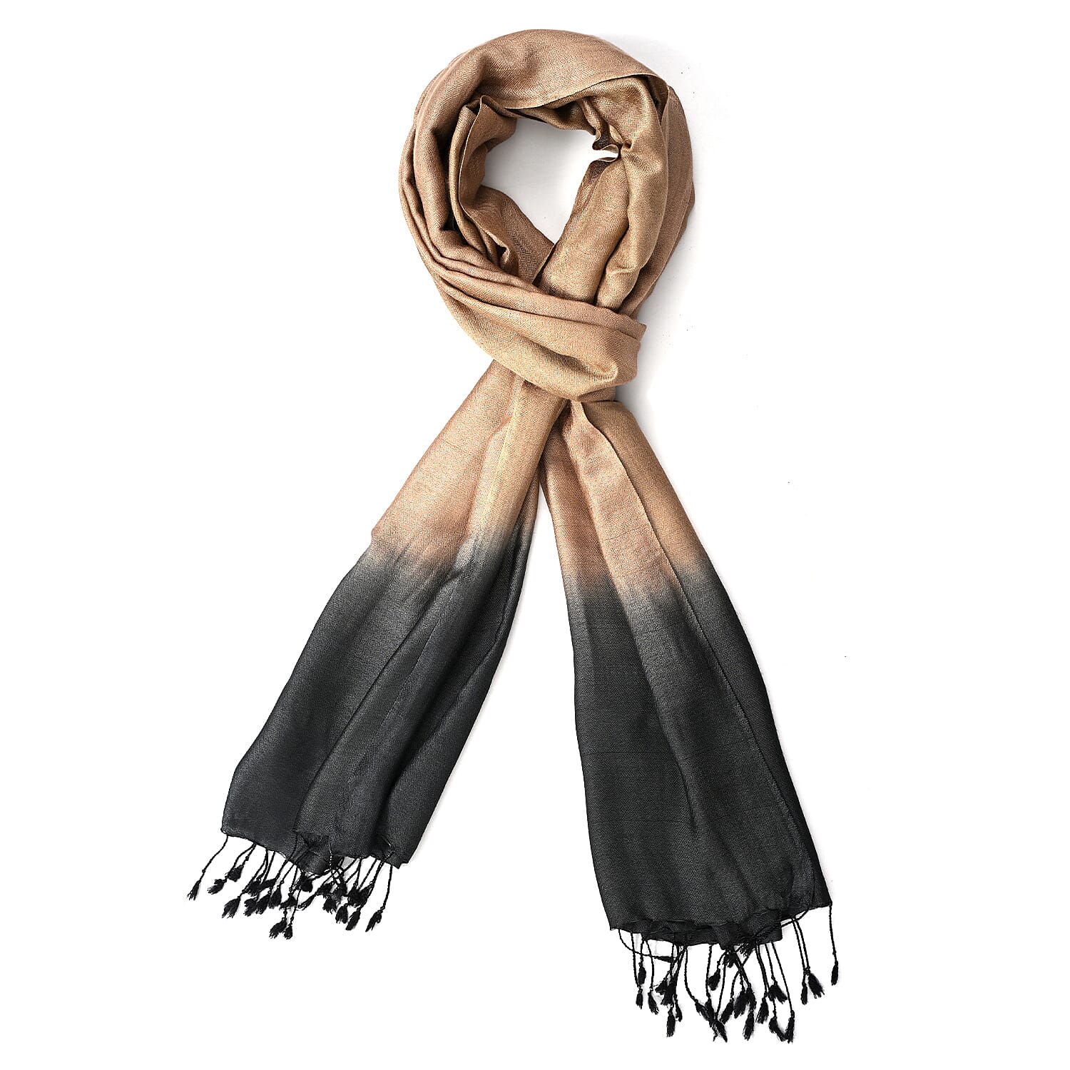 Tamsy Dual Shade Ombre Stole (Size 210 x 70 cm) - Light Brown & Dark Blue