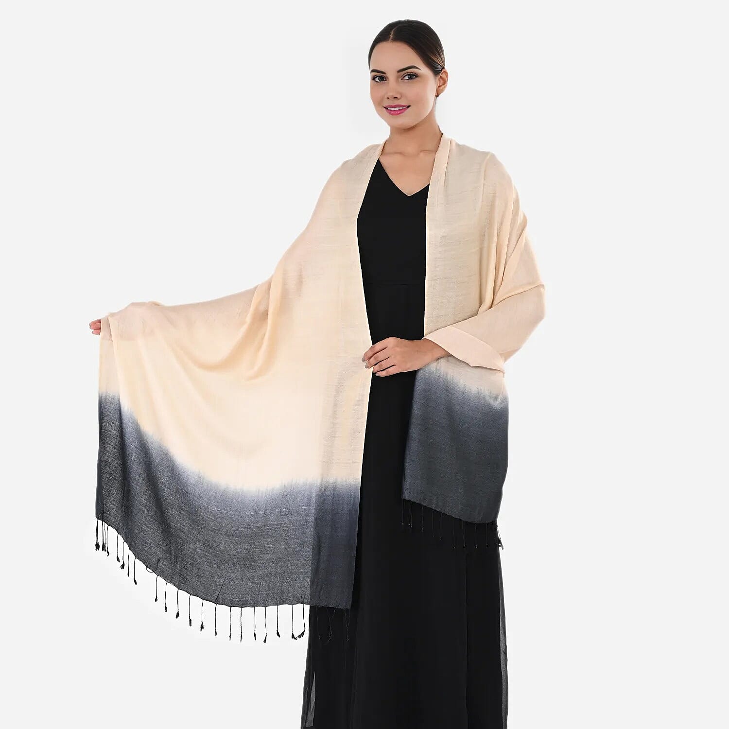 Tamsy Dual Shade Ombre Stole (Size 210 x 70 cm) - Cyan & Turquoise