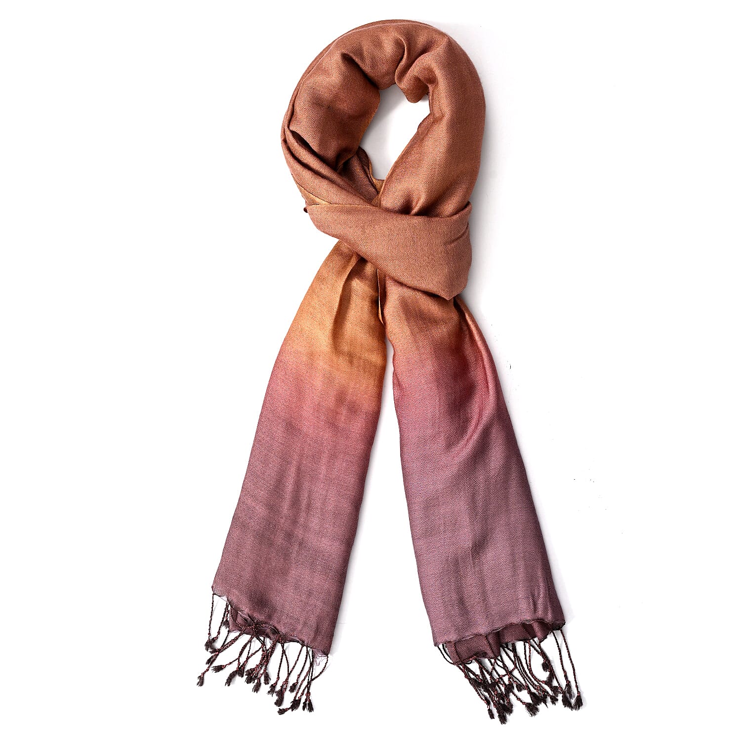 Tamsy Dual Shade Ombre Stole (Size 210 x 70 cm) - Copper & Dark Purple