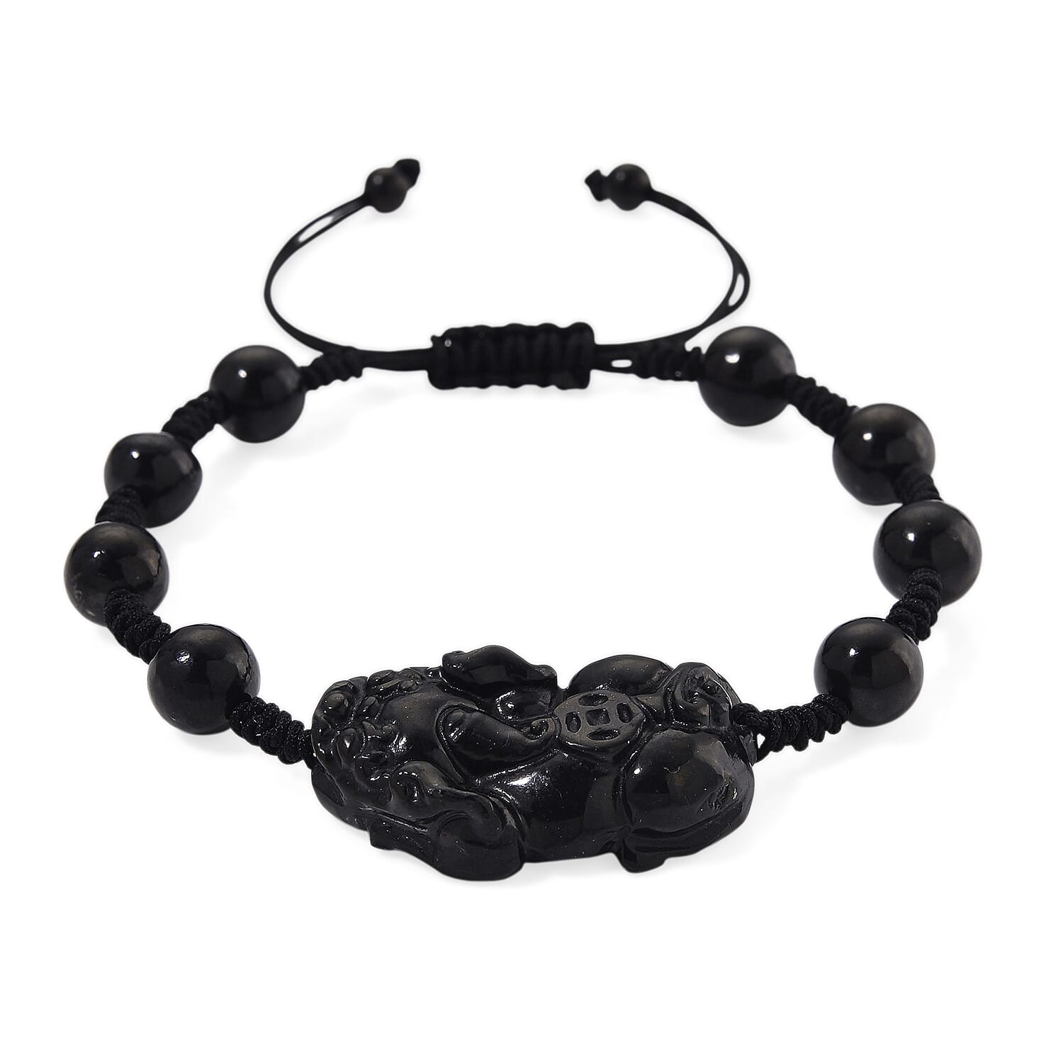 Natural Shungite Pixiu Adjustable Bracelet (Size 6.5 - 9 Adjustable) 70.00 Ct.