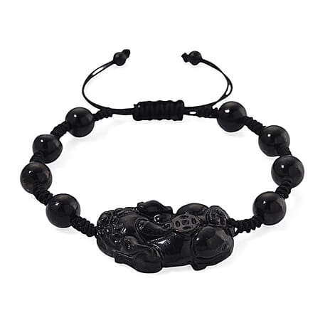 Natural Shungite Pixiu Adjustable Bracelet (Size 6.5 - 9 Adjustable) 70.00 Ct.