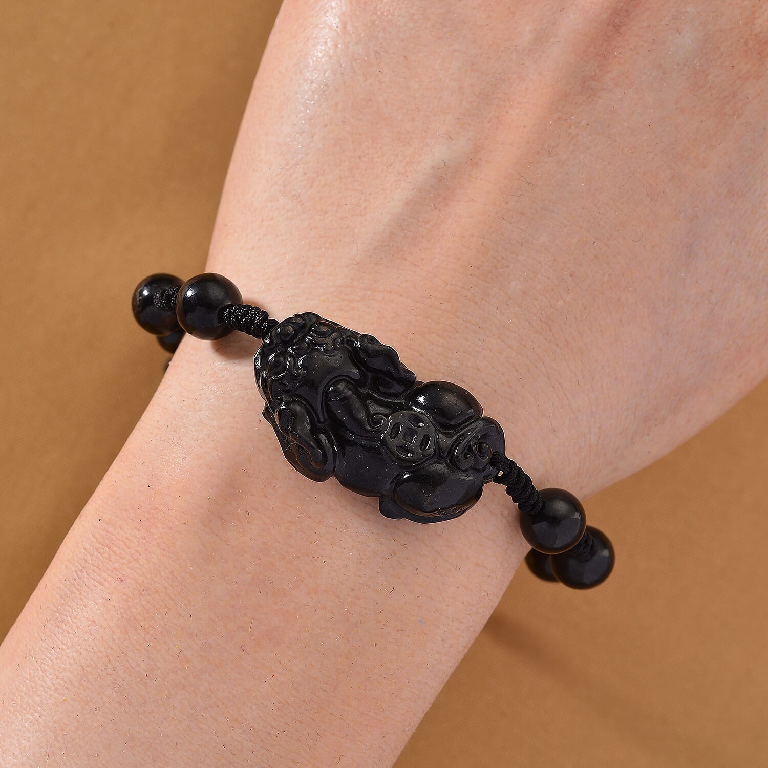 Natural Shungite Pixiu Adjustable Bracelet (Size 6.5 - 9 Adjustable) 70.00 Ct.