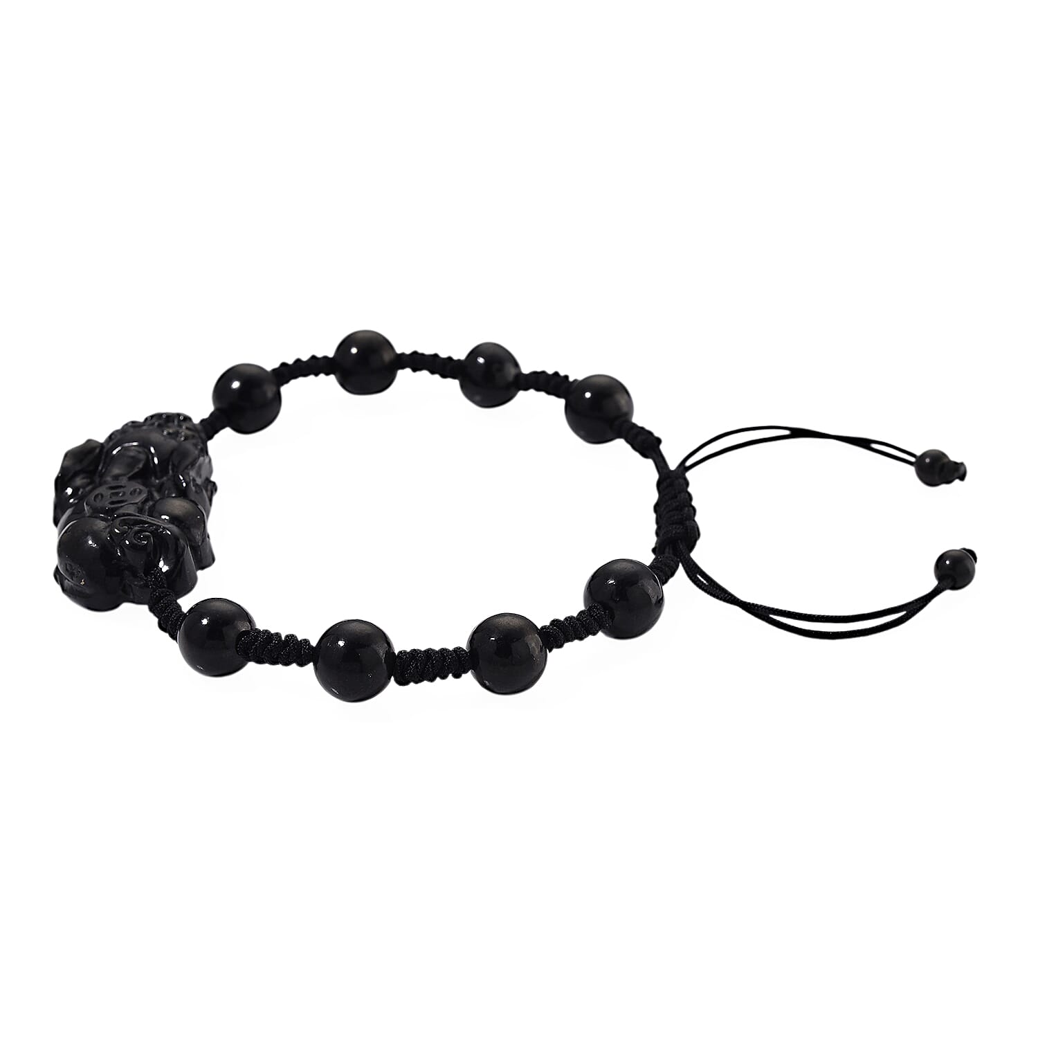 Natural Shungite Pixiu Adjustable Bracelet (Size 6.5 - 9 Adjustable) 70.00 Ct.