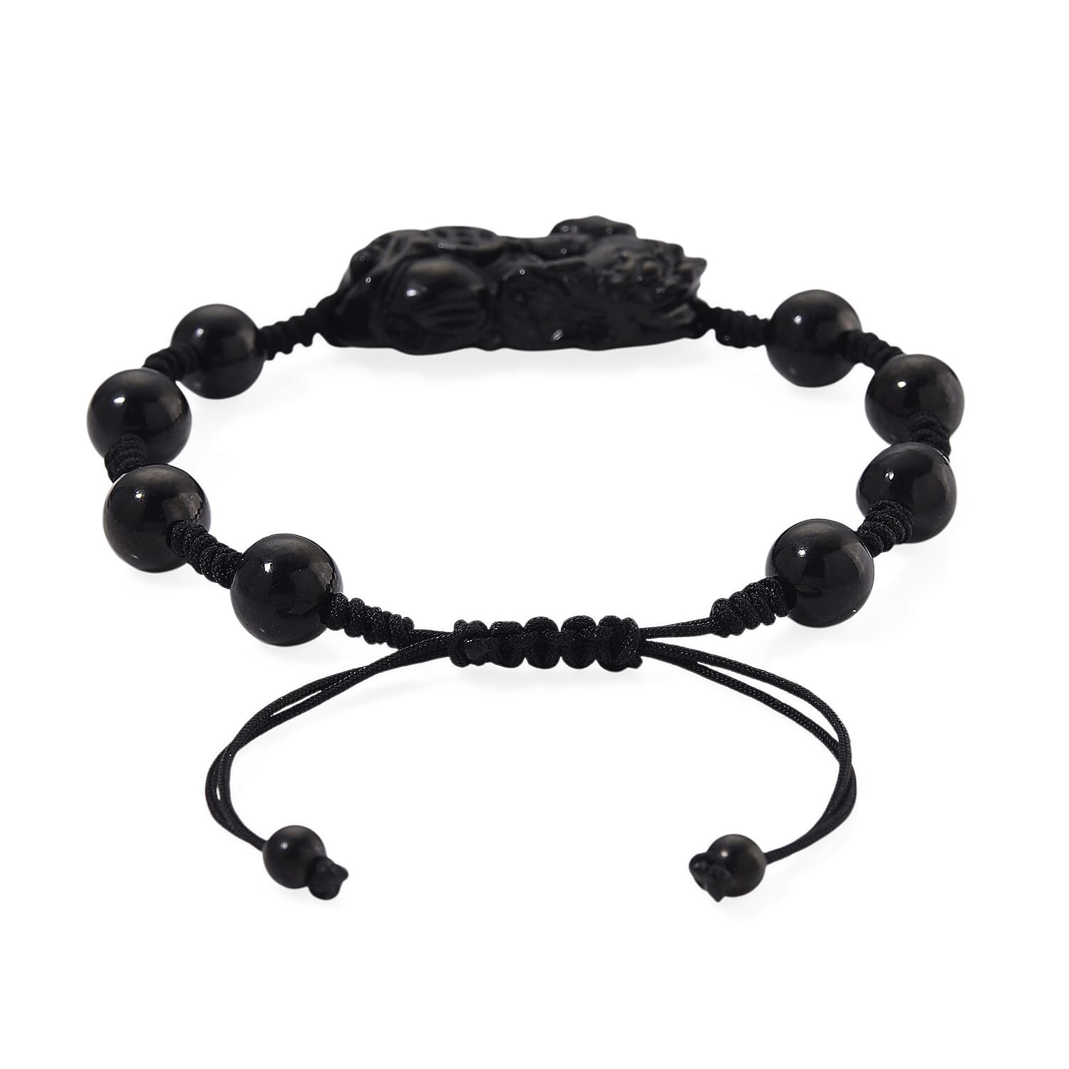 Natural Shungite Pixiu Adjustable Bracelet (Size 6.5 - 9 Adjustable) 70.00 Ct.