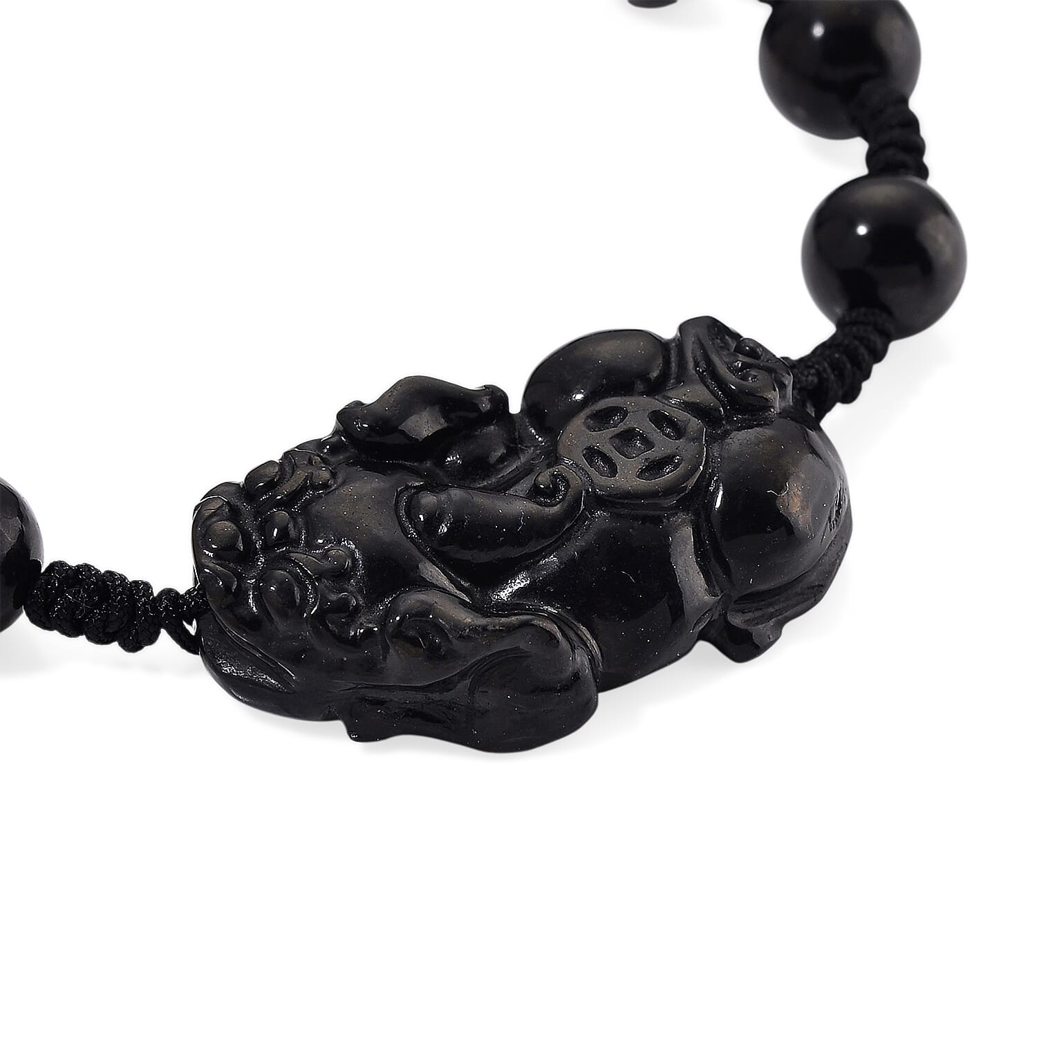 Natural Shungite Pixiu Adjustable Bracelet (Size 6.5 - 9 Adjustable) 70.00 Ct.