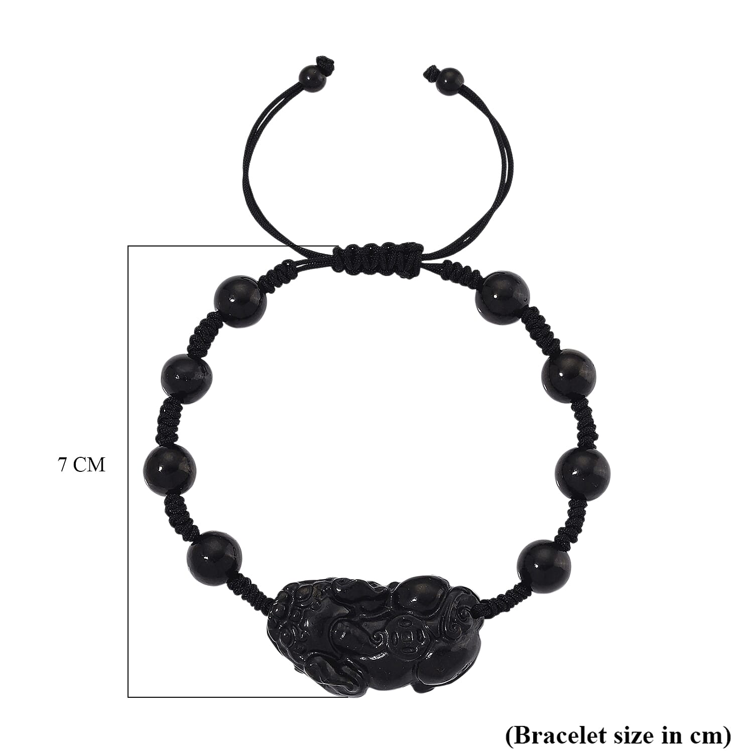 Natural Shungite Pixiu Adjustable Bracelet (Size 6.5 - 9 Adjustable) 70.00 Ct.