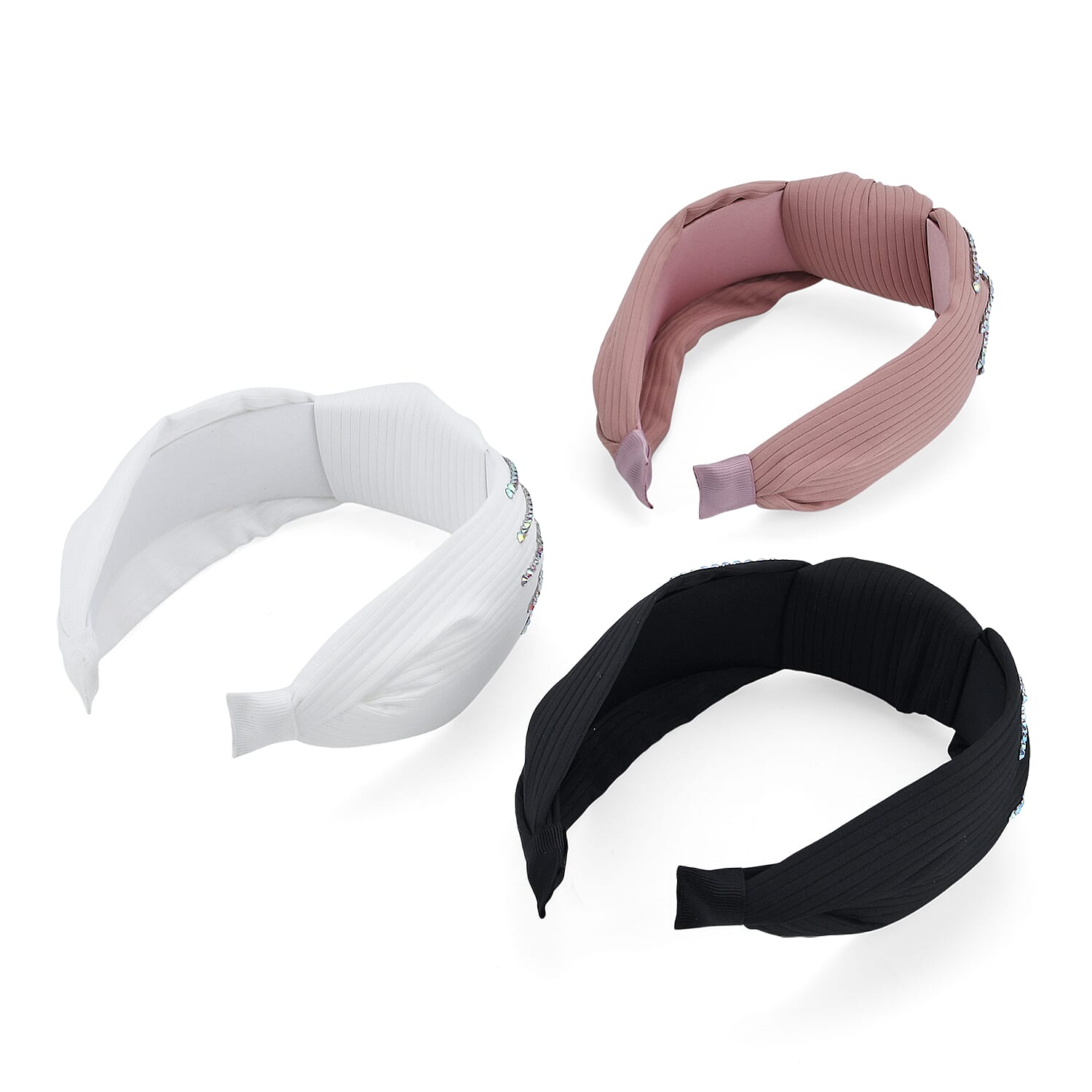 Tamsy Set of 3 Knotted Headband - Black, White & Pink