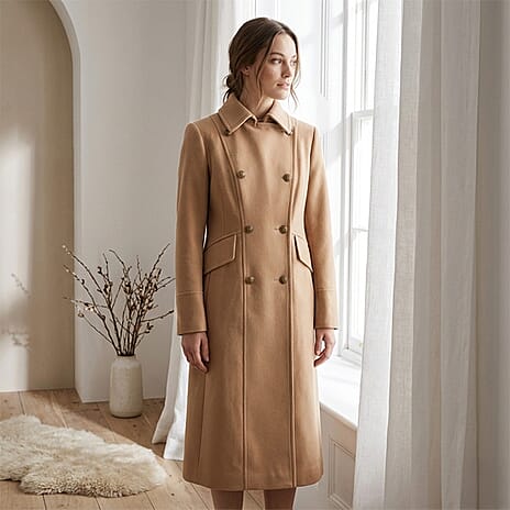 La Marey Signature Military Tailored Midi Coat (Size L) - Camel