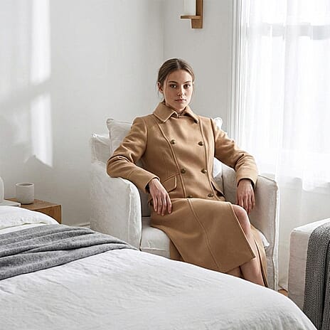 La Marey Signature Military Tailored Midi Coat (Size S) - Camel