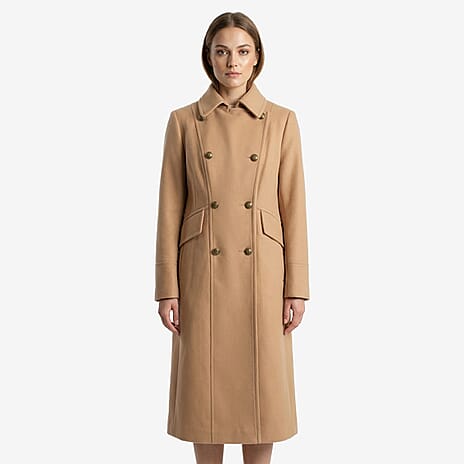 La Marey Signature Military Tailored Midi Coat (Size S) - Camel