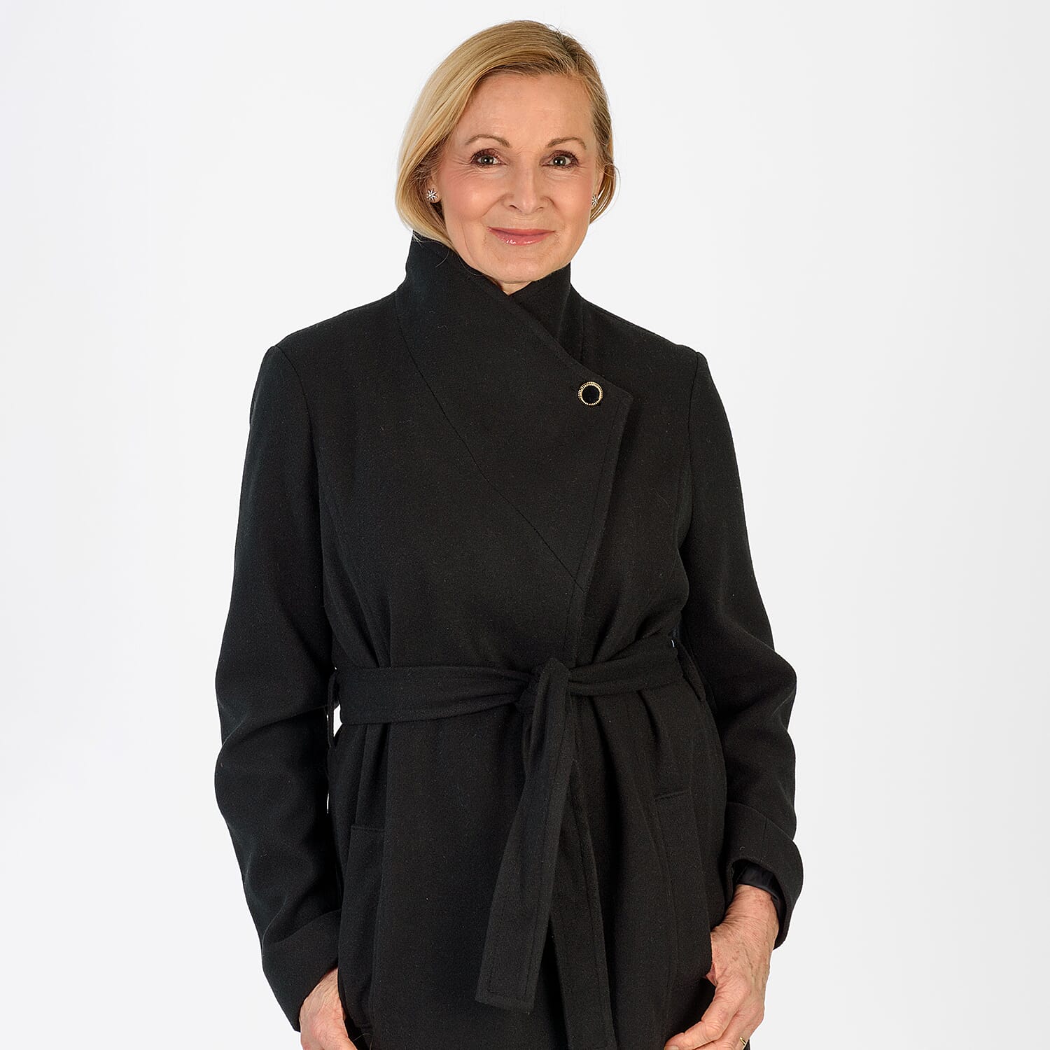 La Marey Signature Wrap Coat (Size M) - Black