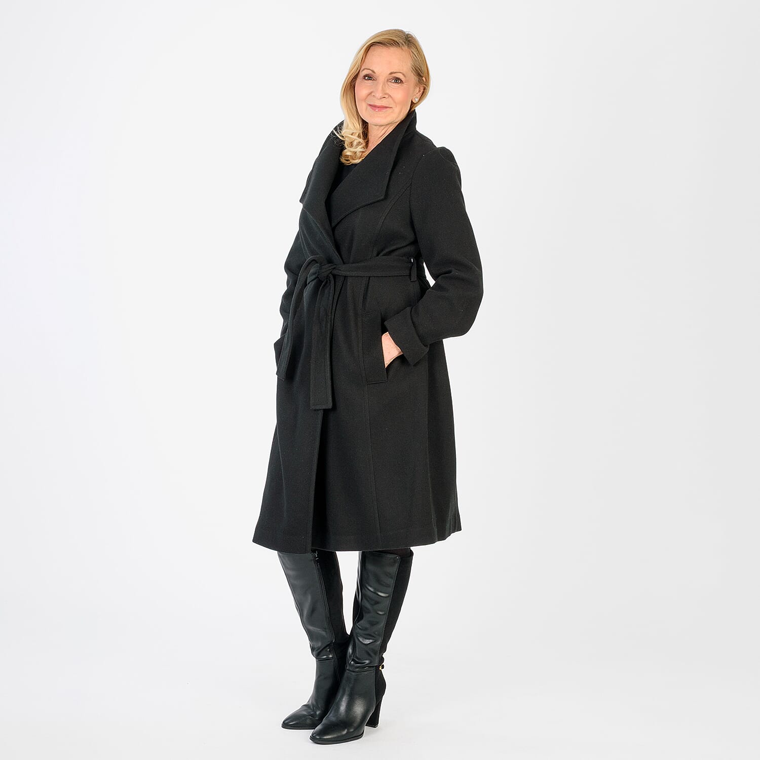 La Marey Signature Wrap Coat (Size S) - Black