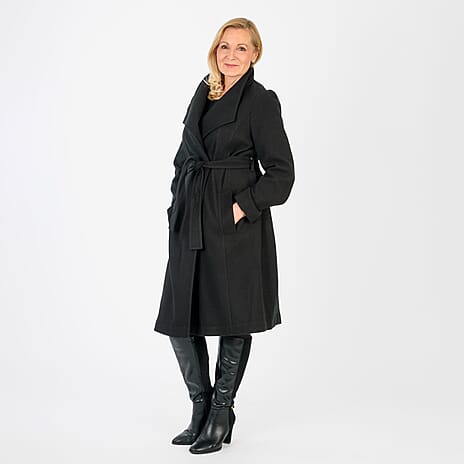 La Marey Signature Wrap Coat (Size 8 to 10) - Black