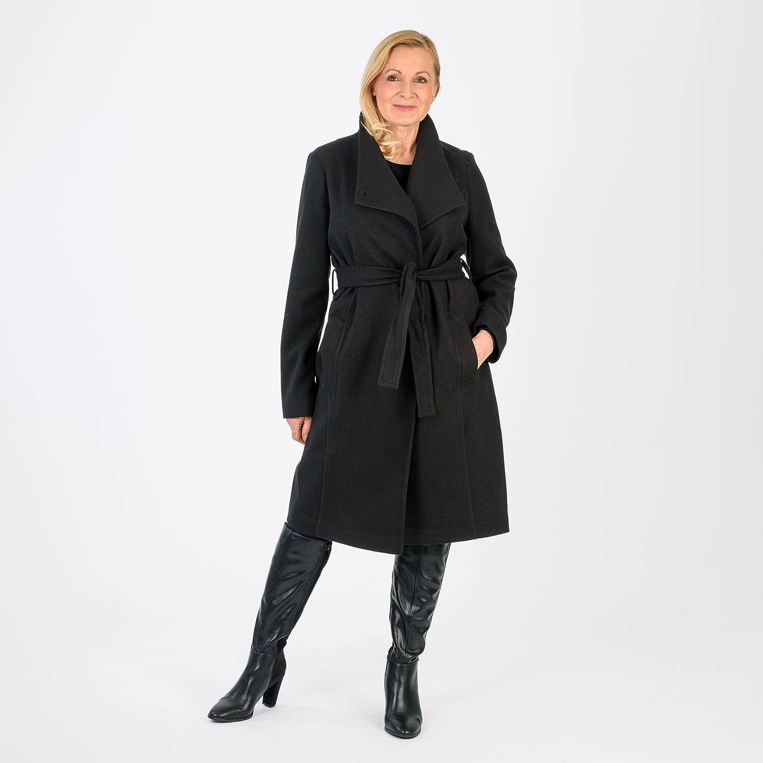 La Marey Signature Wrap Coat (Size XL) - Black