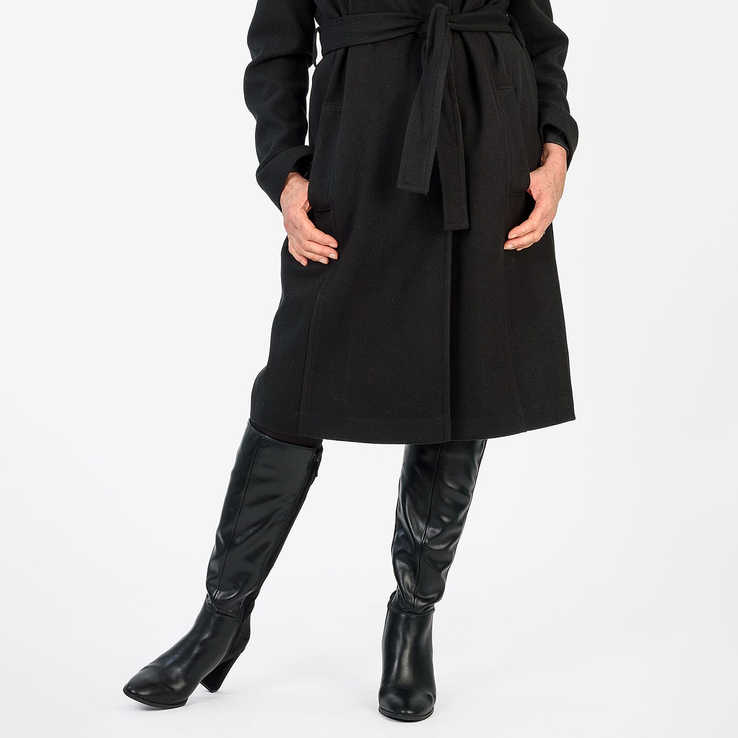 La Marey Signature Wrap Coat (Size XL) - Black