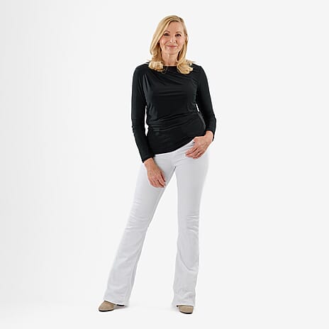 La Marey Long Sleeve Side Fall Top (Size 16) - Black