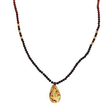 Multi Colour Amber Beads Necklace (Size 22 - 2 Ext) in Yellow Gold Plated Sterling Silver 17.50 Ct.
