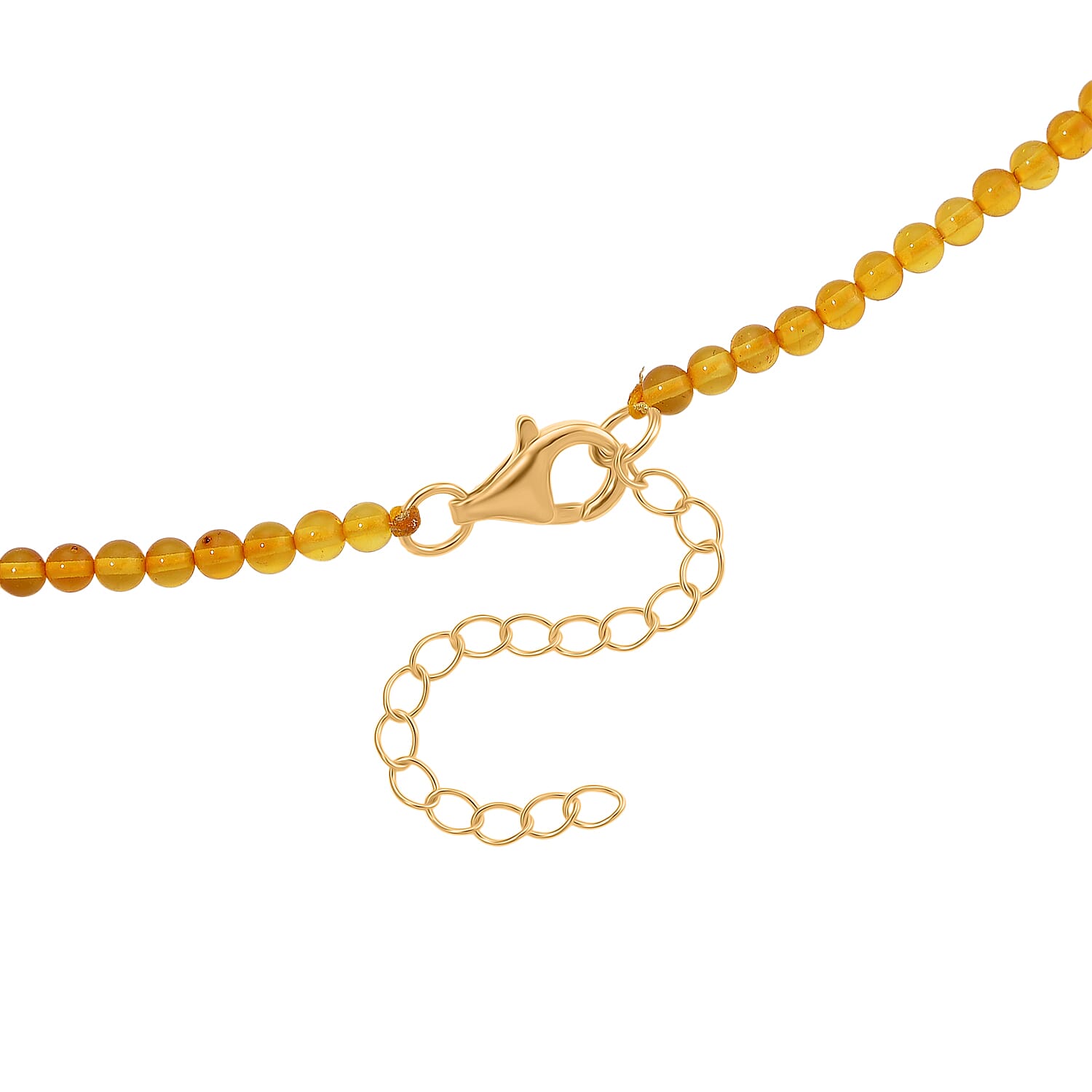 Multi Colour Amber Beads Necklace (Size 22 - 2 Ext) in Yellow Gold Plated Sterling Silver 17.50 Ct.