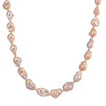Fifth Avenue Closeout - AAA Golden Baroque Pearl Necklace (Size 20 - 2 Ext) in Rose Gold Plated Sterling Silver 460.75 Ct.