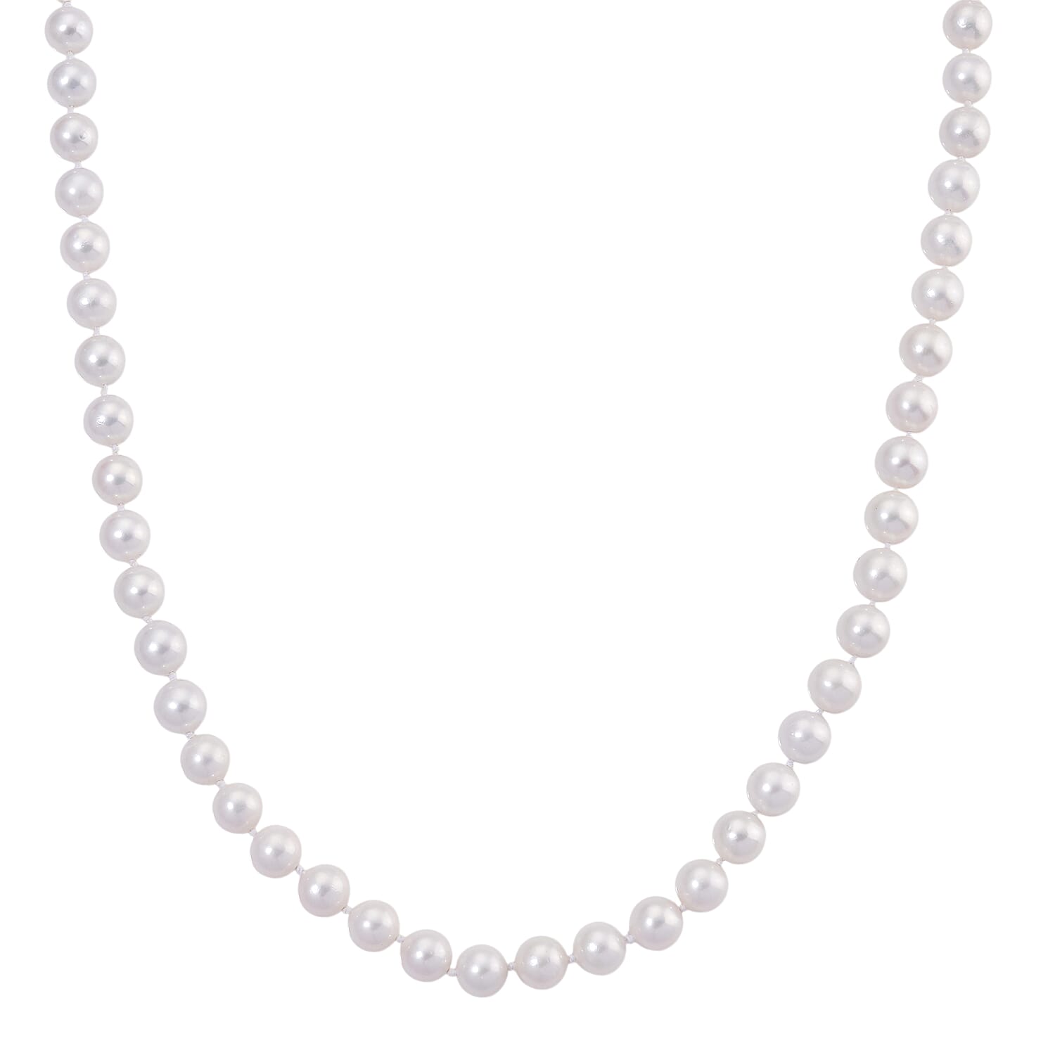 AAA Rare Size Edison Pearl (10mm) Necklace (Size 30) in Rhodium Overlay Sterling Silver