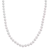 AAA Rare Size Edison Pearl (10mm) Necklace (Size 30) in Rhodium Overlay Sterling Silver