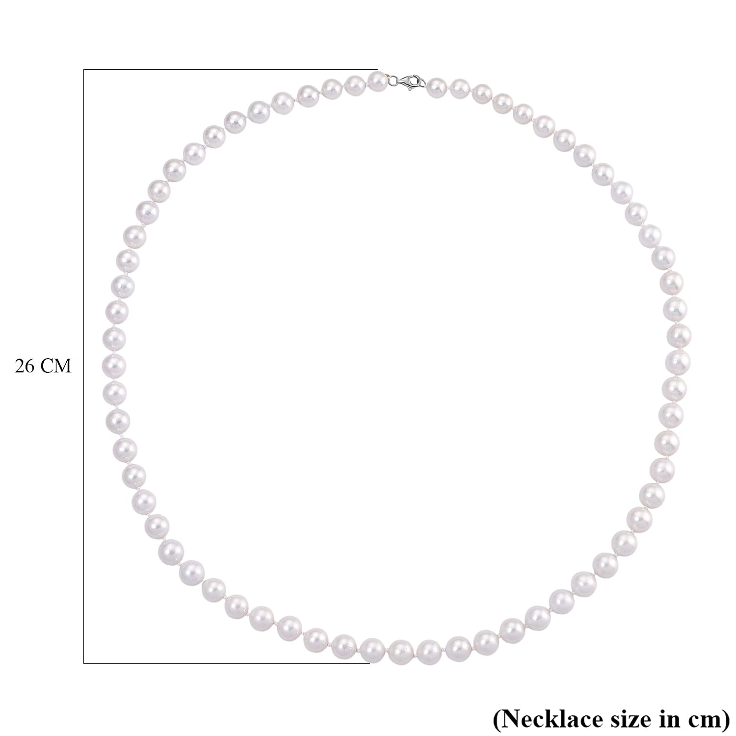 AAA Rare Size Edison Pearl (10mm) Necklace (Size 30) in Rhodium Overlay Sterling Silver