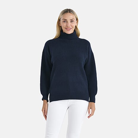 - Maisi Super Soft Roll Neck Jumper (Size - L-XL) - Navy