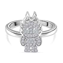 LUXURIANT Lab Grown Diamond Doll Ring in Rhodium Overlay Sterling Silver 0.25 Ct.